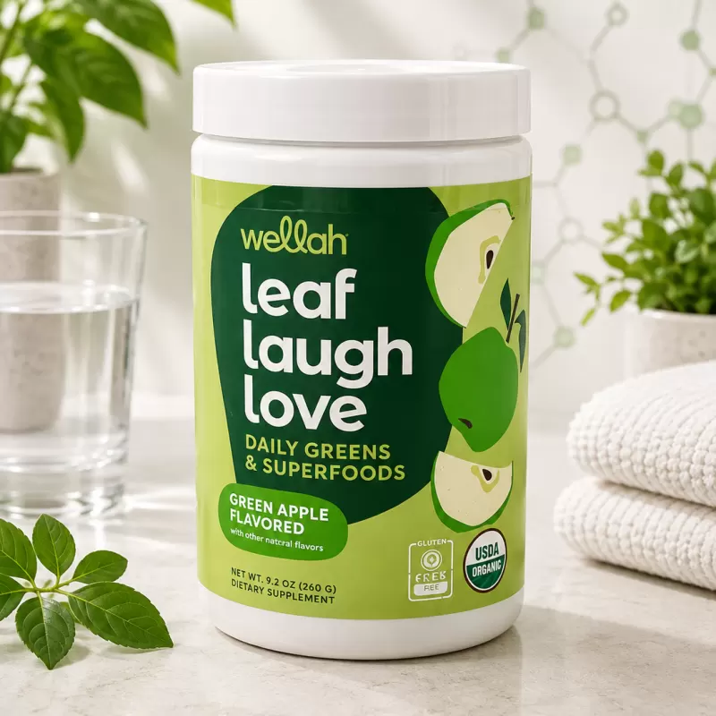 GREENS WELLAH LEAF LAUGH LOVE GREEN APPLE 30 SERVIDAS